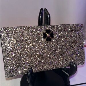 Kate Spade New York Odette Silver Glitter Clutch/Wallet EUC